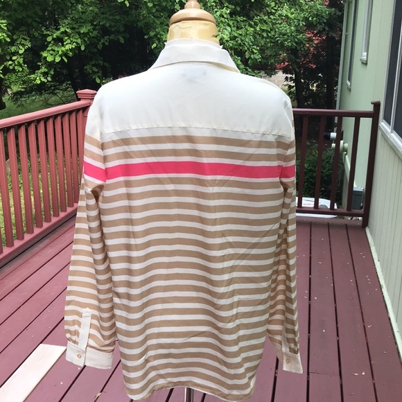 TALBOTS Size 12 cream multi front button top - Picture 3 of 7